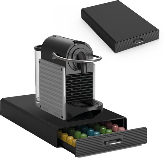 BRASQ CD100 Kaffeekapselhalter mit Schublade – Für 50 Nespresso-Kapseln – Schwarz