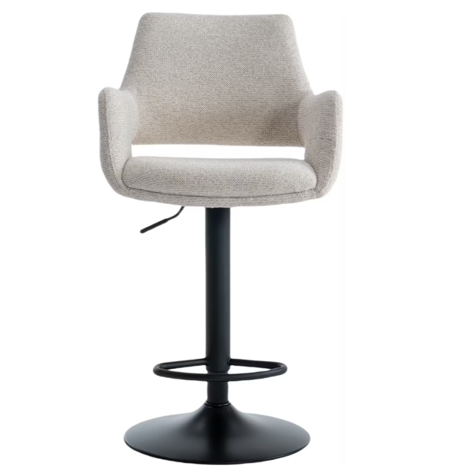 Criks Design Monza Barhocker - Verstellbar 93-115 cm - 360° drehbar - Mit Fußstütze - Beige