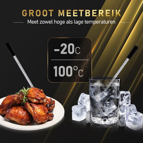 MostEssential Smart Meat Thermometer - Drahtlos - 80M Reichweite - 36 Stunden Betriebszeit - Bluetooth 5.2 - 2000mAh Batterie - Doppelsonde Edition