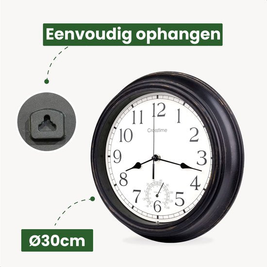Air Outdoor Uhr - Wasserdicht - Gartenuhr - Retro Uhr - Bahnhofsuhr doppelseitig - Wanduhr