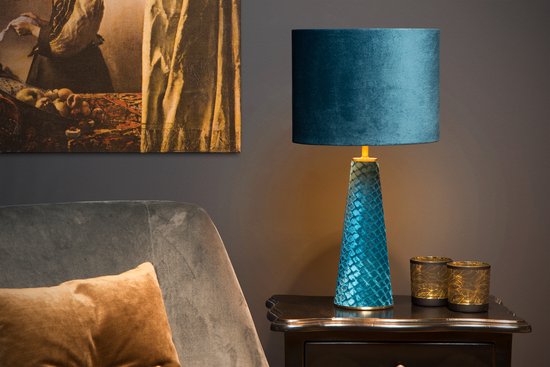 Lucide EXTRAVAGANZA VELVET – Tischlampe – Ø 25 cm – 1xE27 – Türkis