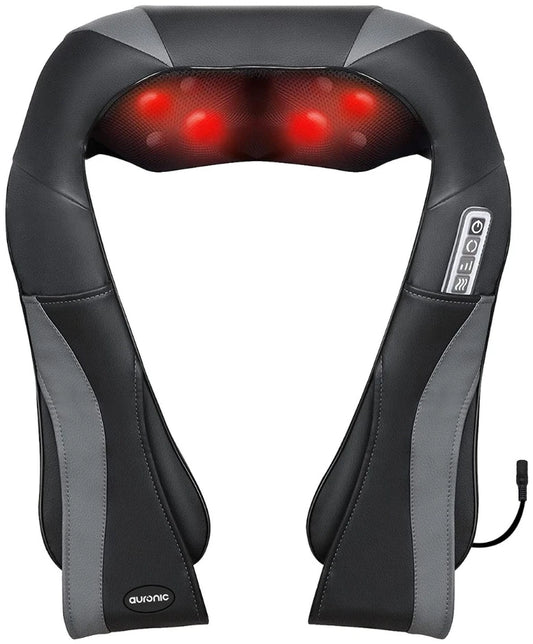 Auronic Shiatsu Massagekissen - mit Wärmefunktion - 8 Massageknöpfe - Infrarot - Schwarz