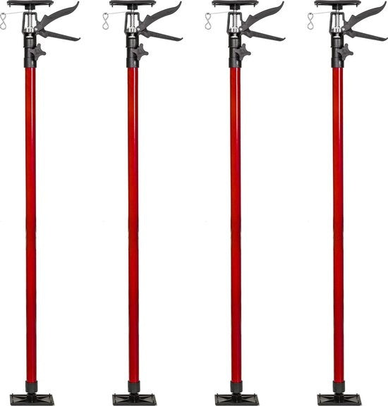 tectake - Satz von 4 Deckenstützen 115 - 290 cm - rot - 402401