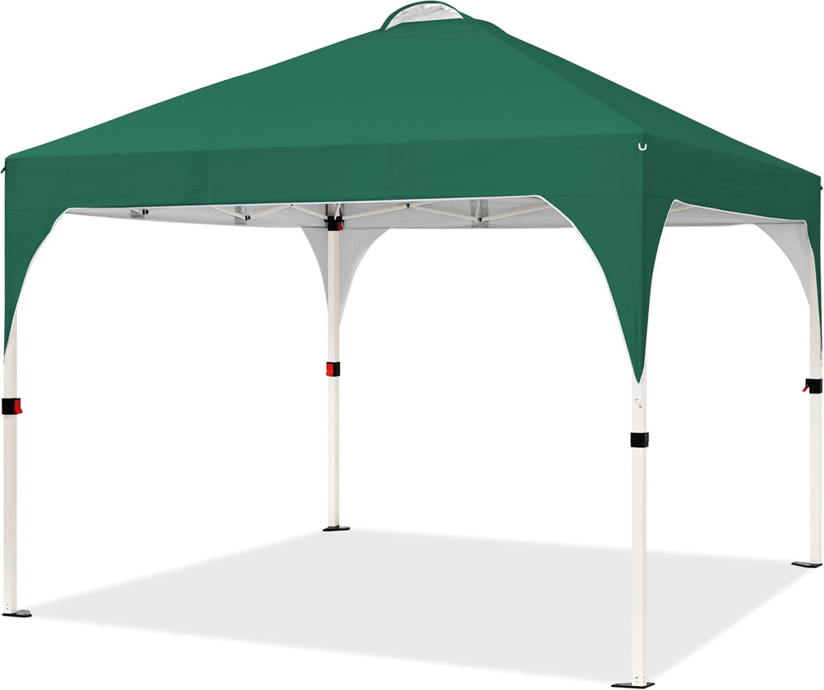 Faltpavillon 3 × 3 m Pop-up-Gartenpavillon, höhenverstellbar, mit Belüftung und Tragetasche, dunkelgrün