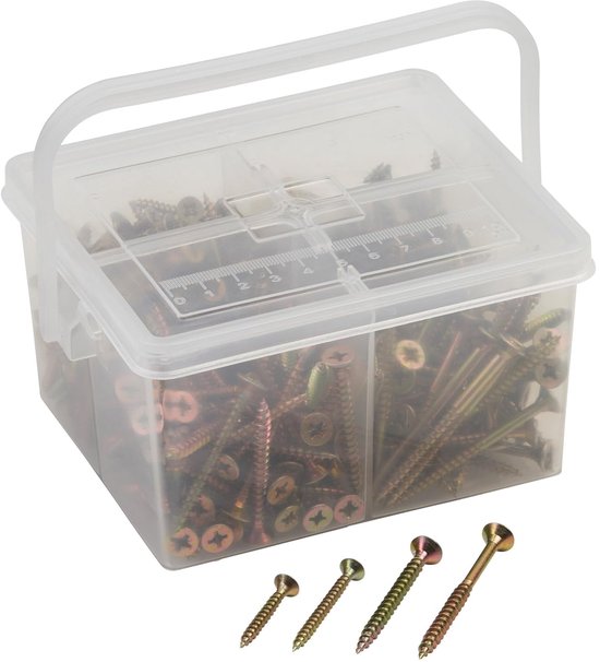 Meister-Spanplattenschrauben-Set – 380-teilig – Sortimentskiste für Holz und Plattenmaterial