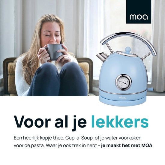 MOA Retro-Wasserkocher - Pastellblau - Elektrisch - Edelstahl - EK4TBL