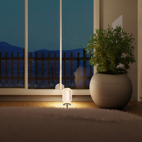 Tischlampe Geripu 3841ZW, Ø 15 cm, gerippter Kunststoff mit LED-Modul – Transparent/Schwarz – Design – Mexlite