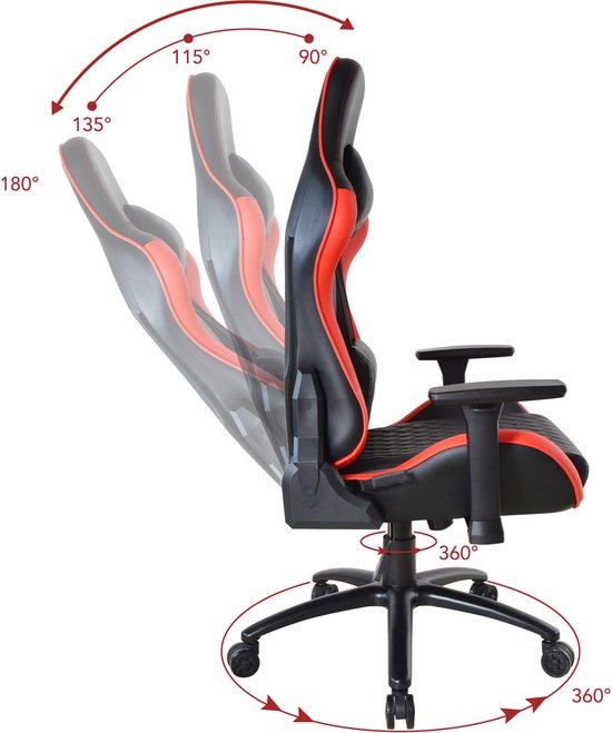VDD Gaming – Gaming-Stuhl – Gaming-Sessel – Gaming-Stühle – Gaming-Stuhl mit breiter Sitzfläche – Gaming-Stuhl für große Menschen – rot – schwarz – Belastbarkeit 150 kg
