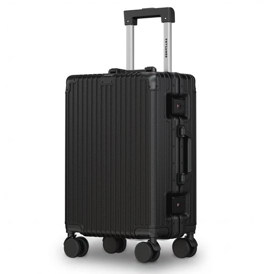 TRVLMORE Premium-Handgepäckkoffer – 54 x 35 x 22 cm – 360°-Drehrollen – Doppeltes TSA-Zahlenschloss – Polycarbonat – Ohne Reißverschluss – 40 Liter – Schwarz