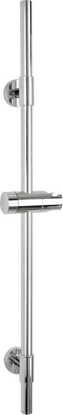 WENKO Duschstange Basic aus Edelstahl, verchromt, Länge 66 cm, Durchmesser 19 mm, mit Duschkopfhalter und 2 Wandhaltern – Duschstange, verchromt