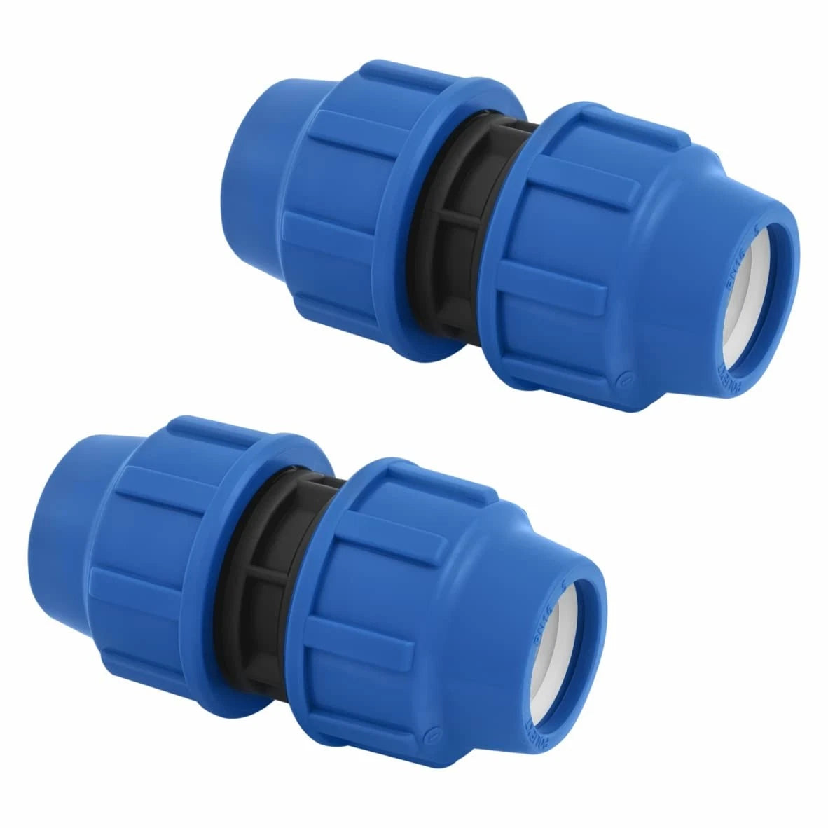 SmartProduct PE-Rohr, gerades Verbindungsstück, 32 mm, 2 Stück – Schwarz & Blau – Polypropylen
