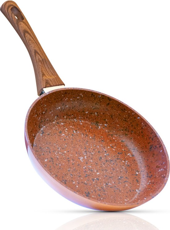 Livington Copper & Stone Pan – 28 cm große Bratpfanne – Antihaftbeschichtung und kratzfest – Granit-Optik – innere Steinschicht für perfekte Wärmeverteilung – geeignet für Ceran, Gas, Elektroherd und Induktion