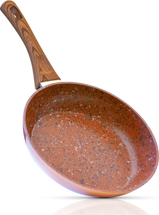 Livington Copper & Stone Pan – 28 cm große Bratpfanne – Antihaftbeschichtung und kratzfest – Granit-Optik – innere Steinschicht für perfekte Wärmeverteilung – geeignet für Ceran, Gas, Elektroherd und Induktion