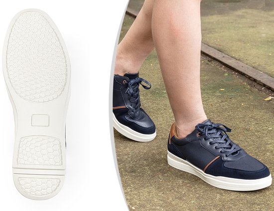 Milanoro - Stylische Herren Lederturnschuhe - Navy - Größe 46