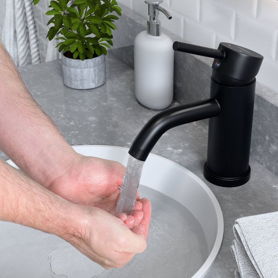Mirlux Waschtischarmatur Schwarz - Waschtischmischer Bad - Waschtischarmatur - Waschtischarmatur/WC-Armatur - Wasserhahn - Kalt- und Warmwasserarmatur - Toilettenarmatur Kalt- und Warmwasser