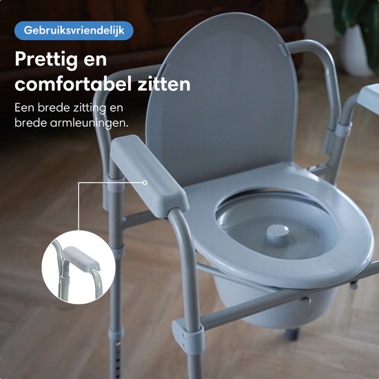 Safe Age® Toilettenstuhl 3-in-1 - faltbar & höhenverstellbar - Toilettenerhöhung & Poststuhl mit Eimer - bis 160 kg - für Senioren & Rekonvaleszenten - po Stuhl - Toilettenstuhl
