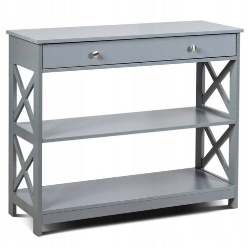 Coast Konsolentisch 3 Ebenen mit Schublade Holztisch 100 x 30 x 80 cm Grau
