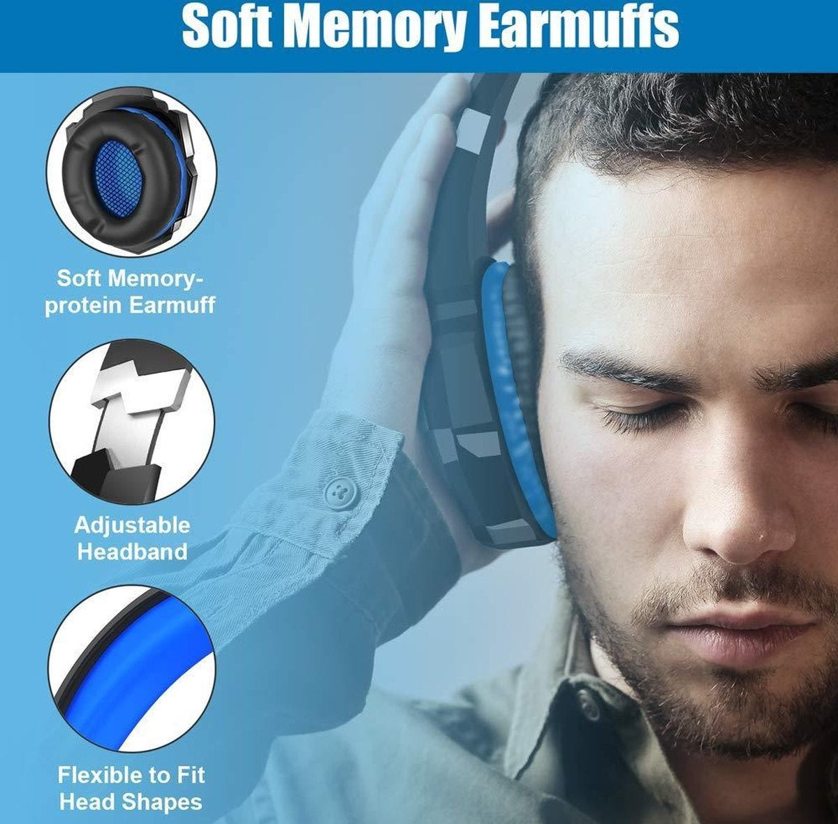 KOTION EACH G9000 - Gaming Headset - PC - Schwarz/Blau