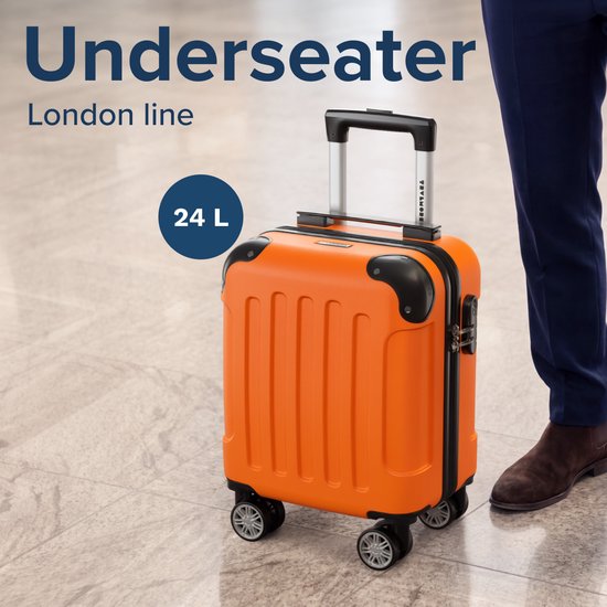 TRVLMORE Handgepäckkoffer – 40 x 30 x 20 cm – Unter-Sitz-Gepäck – 24 l – Zahlenschloss – 4 Rollen – Orange