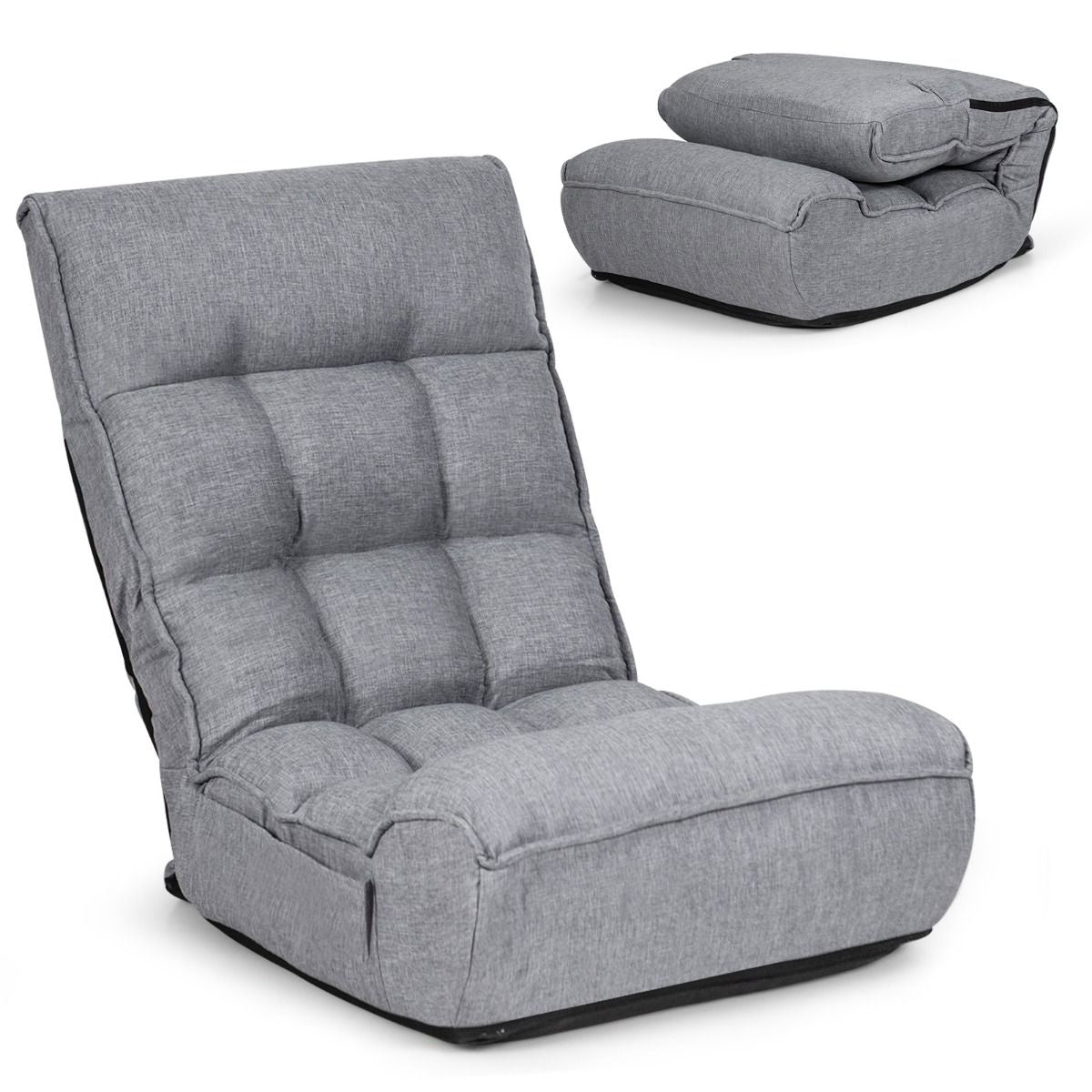Coast Floor-Making Stoel 4-voudig verstelbare gamingvloer Sofa met rugleuning grijs