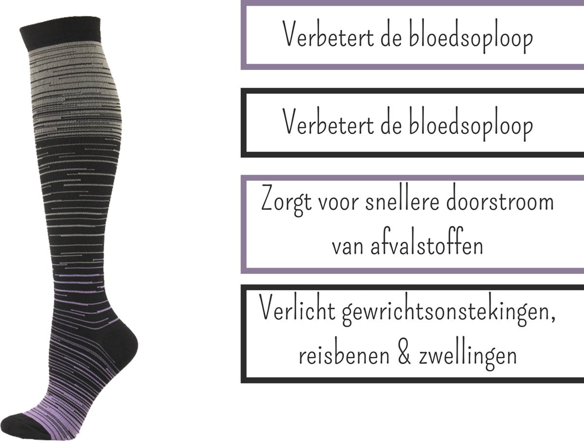 Duopack Kompressionsstrümpfe / Stützstrümpfe Unisex - Schwarz - Größe 41-46 - 2 Paar