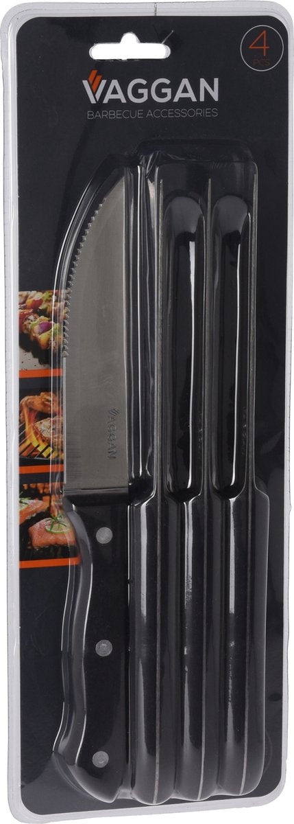 4x BBQ Steakmesser Set Edelstahl silber 33 cm - Messerset