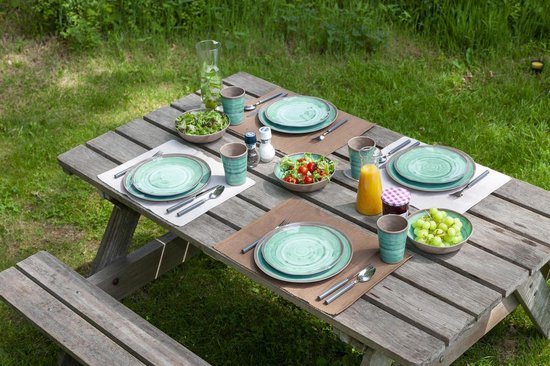 Bo-Camp – Geschirr – Halo – 12-teilig – Aqua