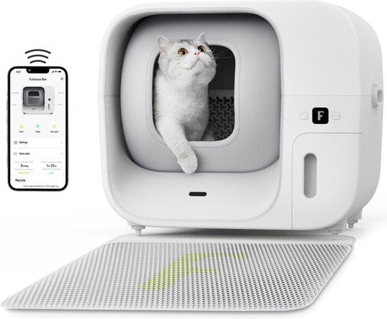 Furbulous Automatische Katzentoilette mit App-Steuerung, 60 l große, sichere Katzentoilette für mehrere Katzen mit Geruchsneutralisator, weiß – 2,4-GHz-Netzwerk – „Auto-Pack & Seal“-Katzentoilette, selbstreinigend und nachfüllbar, großes Fassungsvermögen,