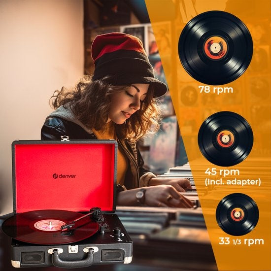 Denver - Plattenspieler - Integrierte Lautsprecher - Inkl. PC-Software - Autostopp - Retro - VPL120 - Schwarz