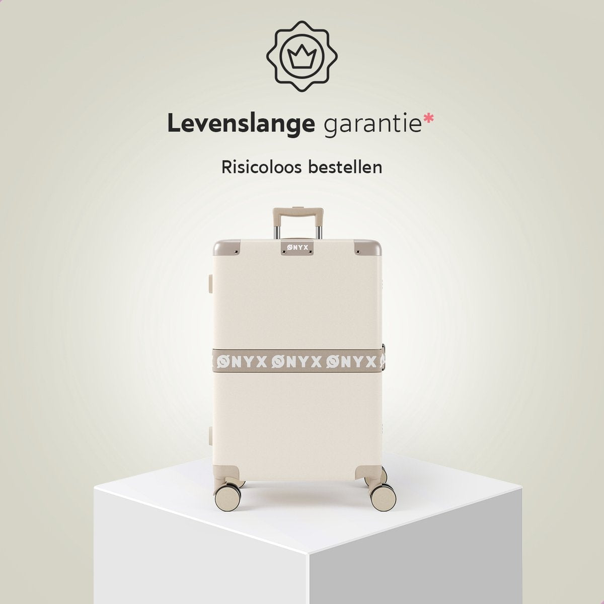ONYXÂ¬Ã† Check-in Koffer 65L - TSA-Schloss - Spinner-Räder - Leichter Trolley - Aluminiumverschluss - Sandweiß