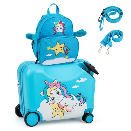 Coast 2er-Set Gepäck für Kinder - Kinderkoffer-Set Rollkoffer + Rucksack - Rollkoffer maximal 50KG - Rucksack maximal 8KG - Blau