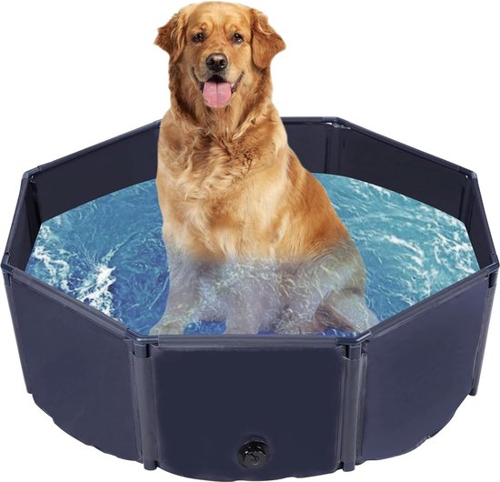 Yaheetech Faltbares Hundeschwimmbecken Ø 100 cm – PVC – rutschfest – mit Bürste/4 Flicken – Blau