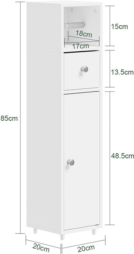 SoBuy Toilettenschrank BZR219-W – Waschbeckenschrank mit Toilettenpapierhalter – Weiß – 85 x 20 x 20 cm