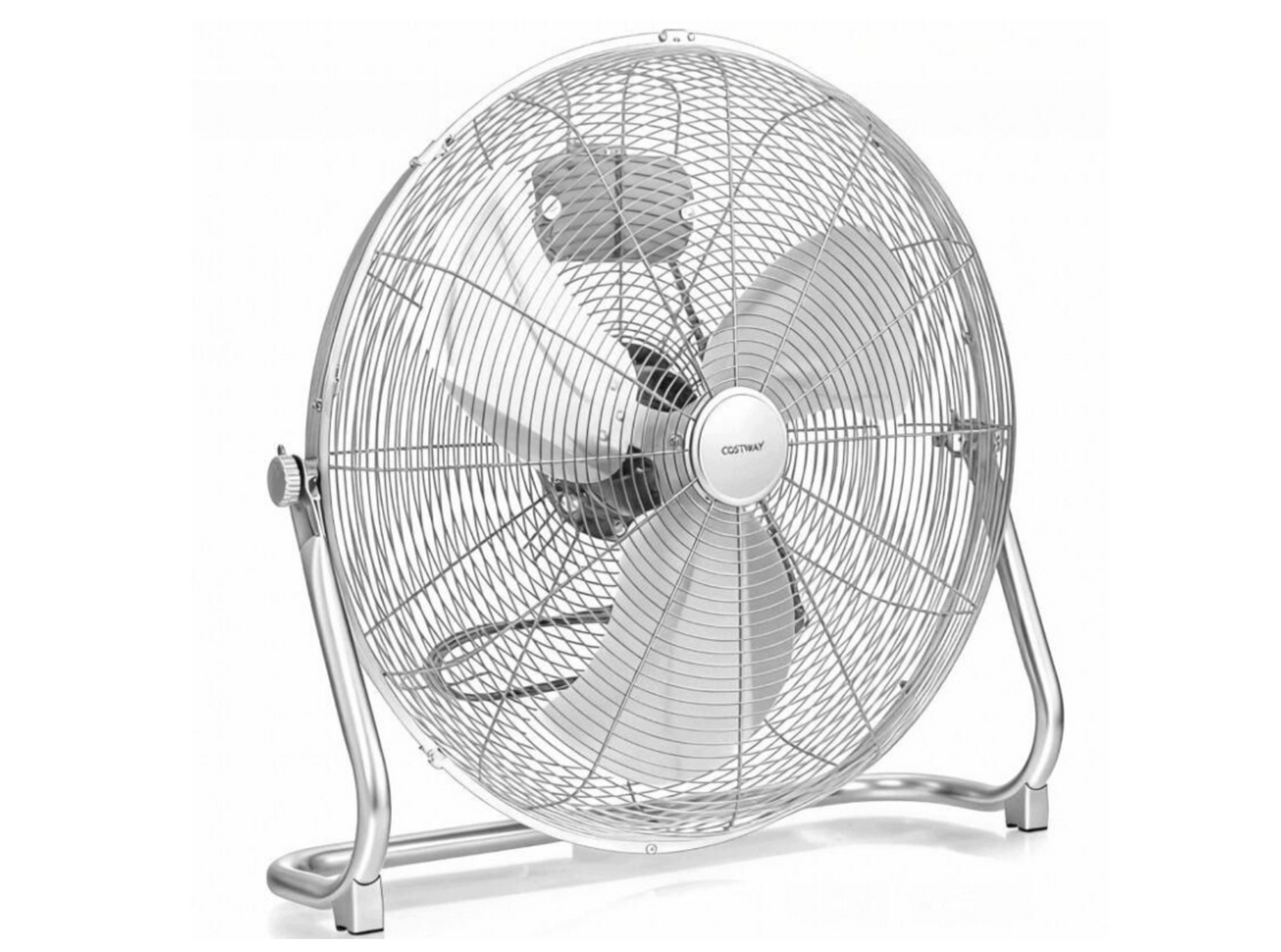 Coast Standventilator, 50 cm Durchmesser – Industrieventilator mit 145° Neigungswinkel – 3 Geschwindigkeitsstufen – 62 x 20 x 59 cm – Silber