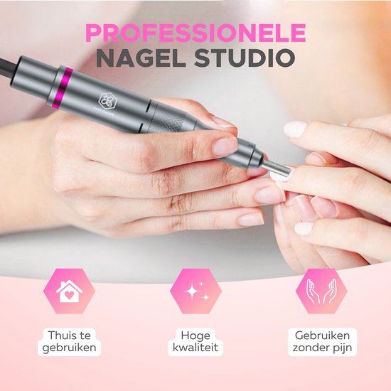 Beeperfect® Elektrische Nagelfeile Advanced - Nagelfräse - Maniküre- und Pediküreset - 35.000 U/min - 26 Bits und 66 Schleifwalzen