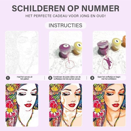 Rubye Malen nach Zahlen für Erwachsene Blumen in der Vase Mit Rahmen, Staffelei und Pinseln Leinwand - 40x50cm