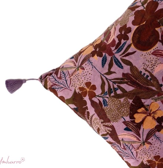 Imbarro – Kissen – Zierkissen – Merryl – Lila – 100 % Baumwollsamt – 50 x 50 cm