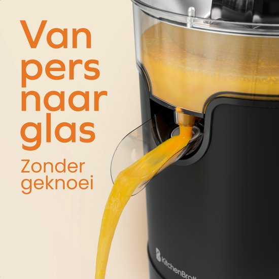 KitchenBrothers Zitruspresse - Kompakt - mit Ausgießer und Presshebel - 0,35 l - Schwarz