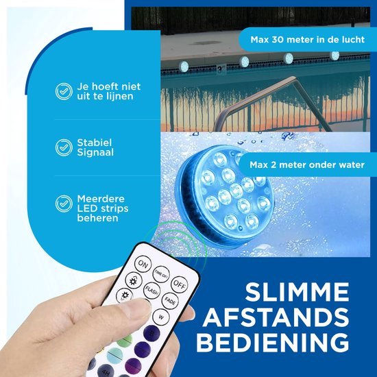 AyeKids Pool Lights - Unterwasserlampe - Jacuzzi - LED - Wasserdicht - Fernbedienung - 16 Farben