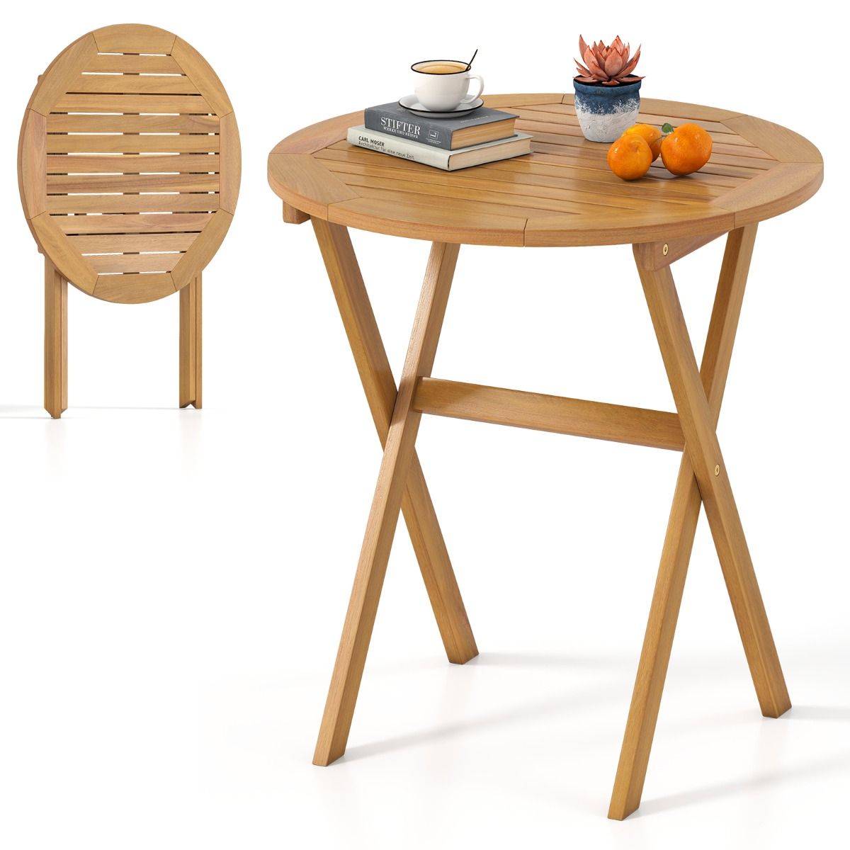 Coast runder Gartentisch – klappbar – Akazienholz – 67 cm – naturbelassen