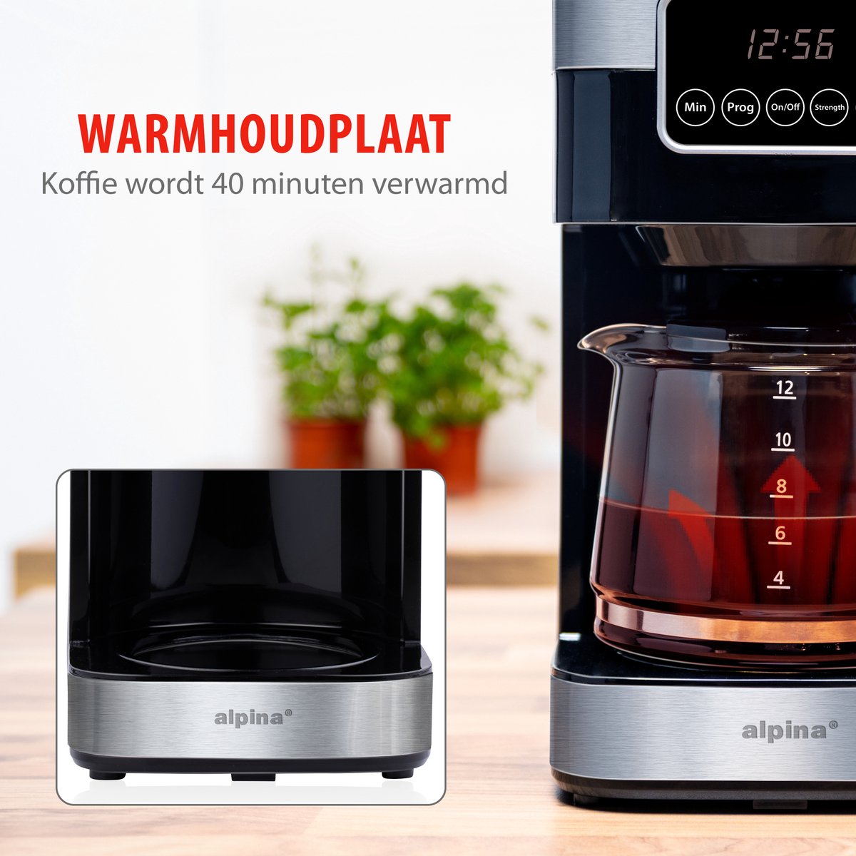 alpina Filterkaffeemaschine - 900W - 1,5 L - Grau/Schwarz