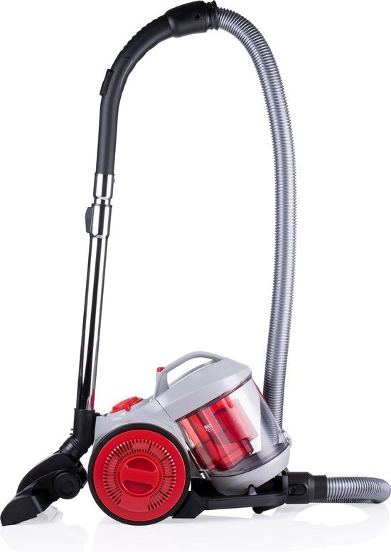 Dirt Devil Staubsauger ohne Beutel - V8221 - 800W - HEPA 12 Filter - Reichweite von 7.5M - mit Kombibürste, Kierzuugmond und Möbelaufsatz - 4.3KG - Staubsammelbox 2.2L - Grau/Rot