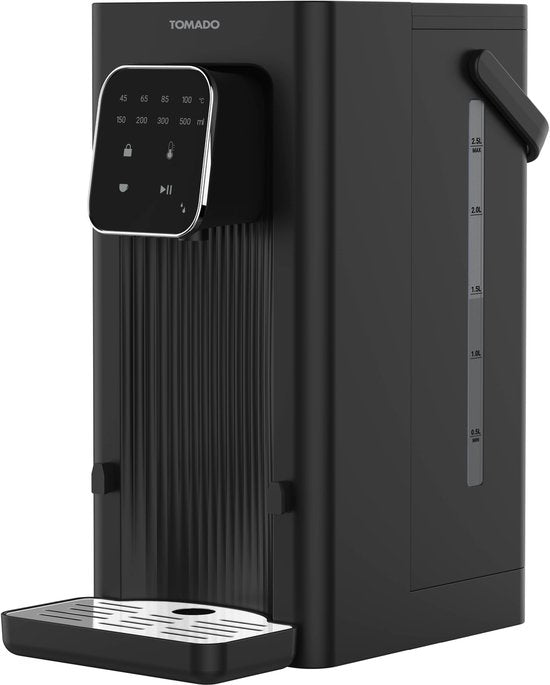 Tomado TWD2503B Heißwasserspender – Schnellkocher – 2,5 Liter – Digitalanzeige – Temperatureinstellung – Abnehmbarer Wassertank – Inklusive Wasserfilter