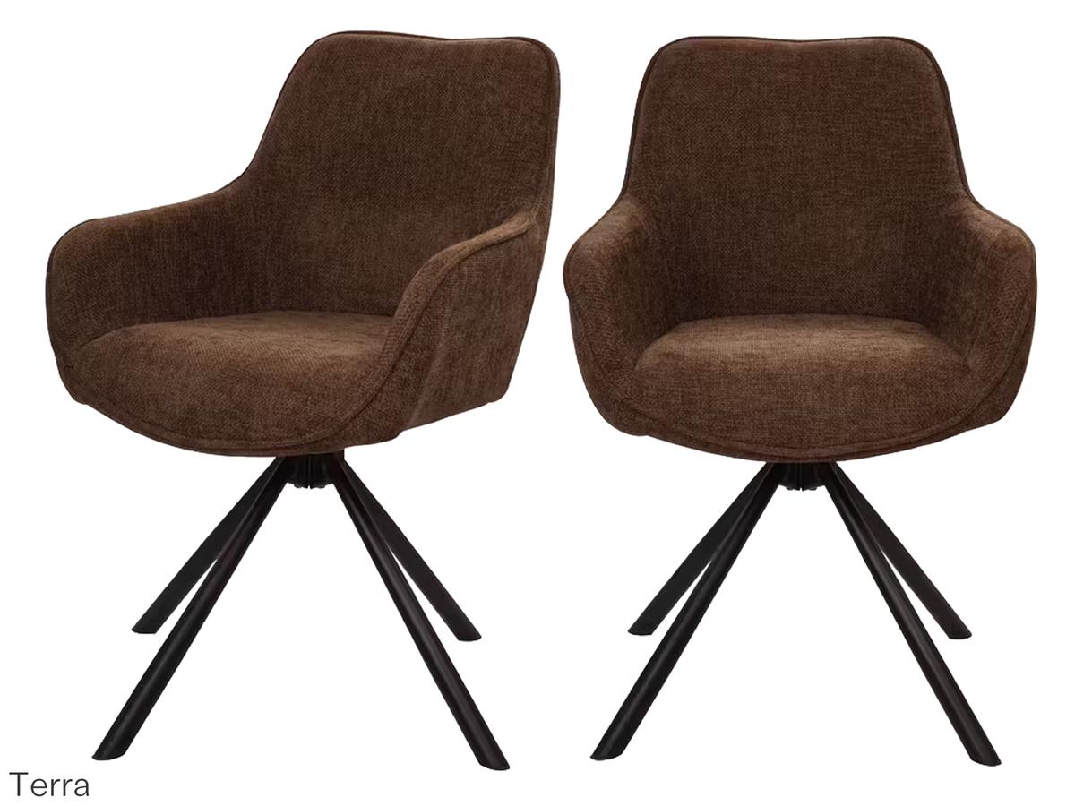 Dutchbone Oliver Drehbarer Esszimmerstuhl – Terra-Stoff – Duo-Set