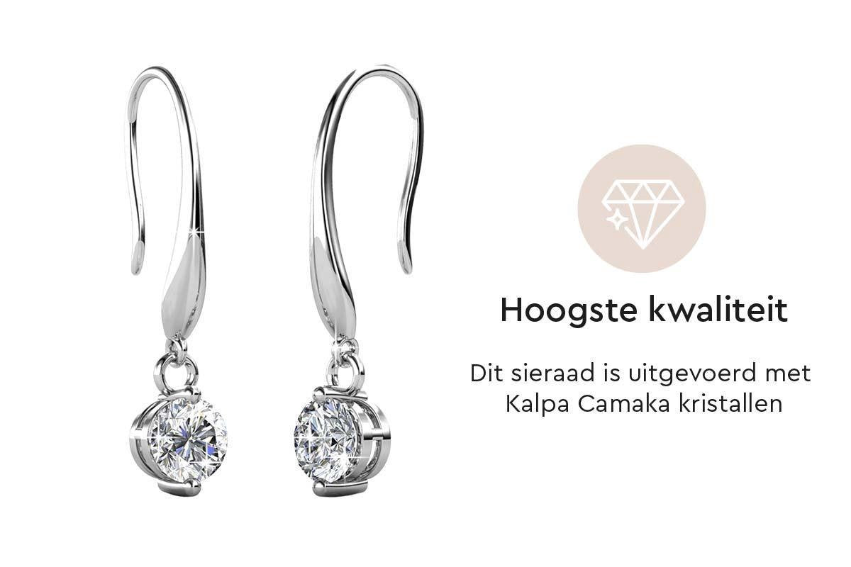 Yolora Damen Ohrringe mit Kalpa Camaka Kristallen - Silber - 18K Weißgold vergoldet - Damen Ohrringe Silber - Schmuck - Luxus Geschenkbox - Geschenkbox - Exklusive Geschenkbox - Schöne Geschenkverpackung