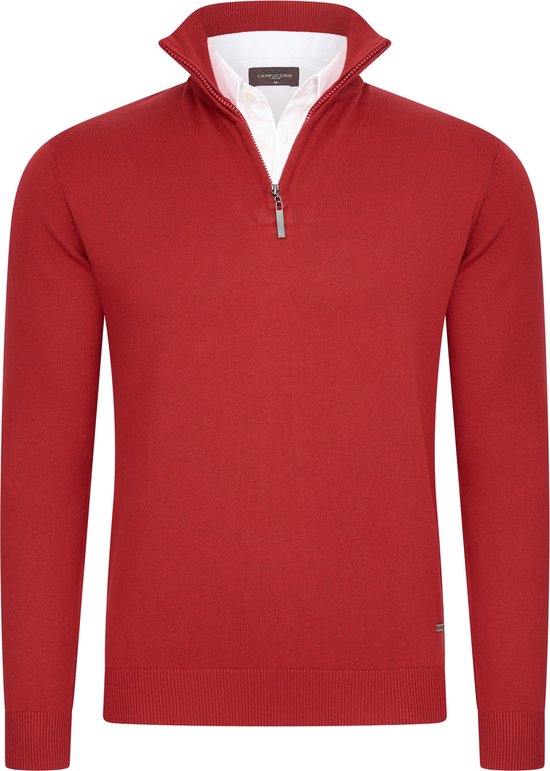 Cappuccino Italia - Herren Pullover Mock Zip Pullover - Rot - Größe XL
