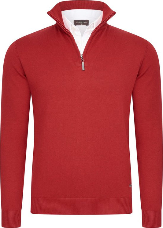 Cappuccino Italia - Herren Pullover Mock Zip Pullover - Rot - Größe XL