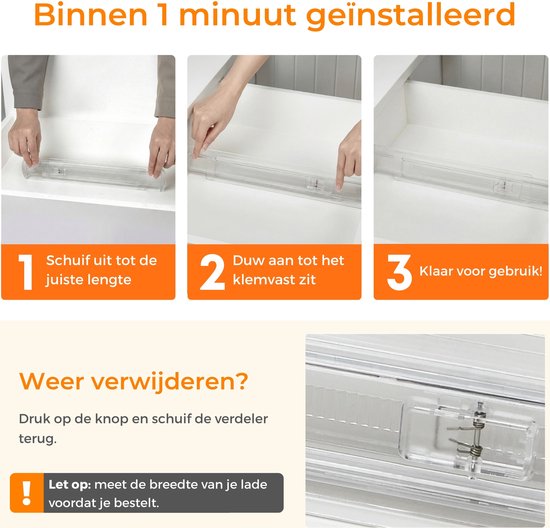 Posity Schubladenteiler - Verstellbar & ausziehbar - 12 Stück - Schubladenorganisation - Für Küche, Schlafzimmer & Kleidung - Kunststoff - Transparent