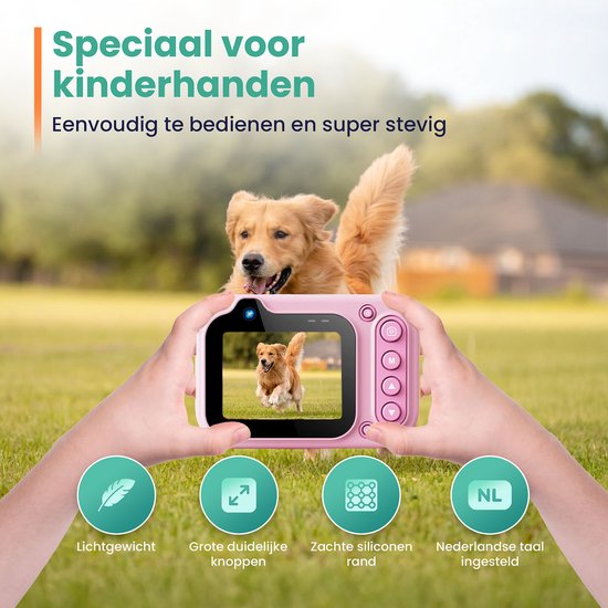 ODESSEY Wasserdichte Kinderkamera – mit Stativ – Full HD – Selfie-Kamera – 32 GB SD-Karte – Foto – Video – Spiele – Digitalkamera für Kinder – Fotokamera für Kinder – Rosa