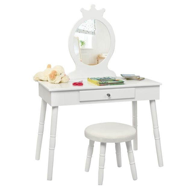 Coast Schminktisch für Kinder - Mit Schublade - Inkl. Hocker - Weiß